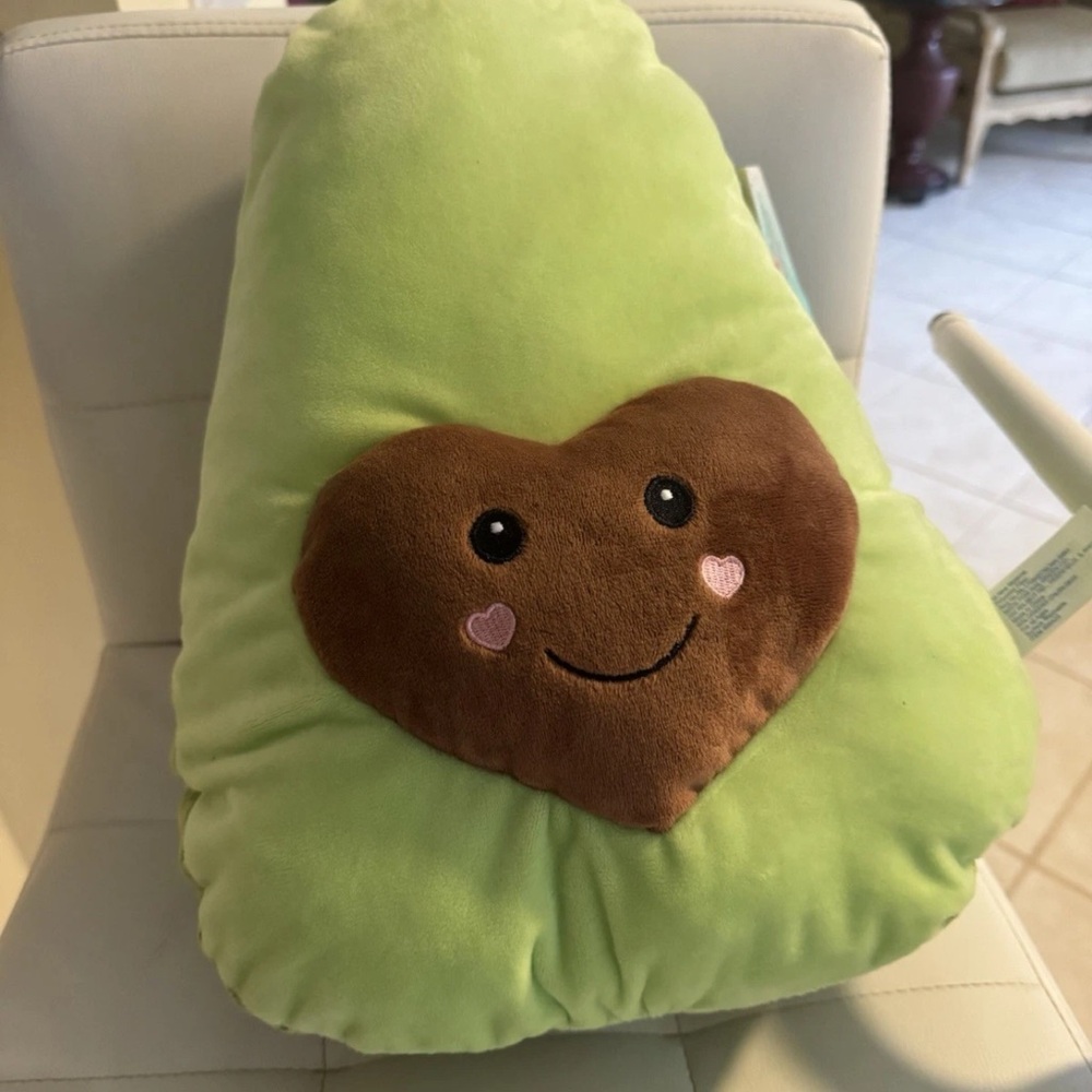 Plush Avocado Heart Throw Pillow - Green 16 inches HUGE ME MWT